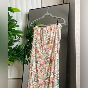 White Floral Slit Maxi Skirt